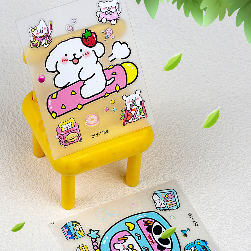 5D Line Puppy Embossed Stickers