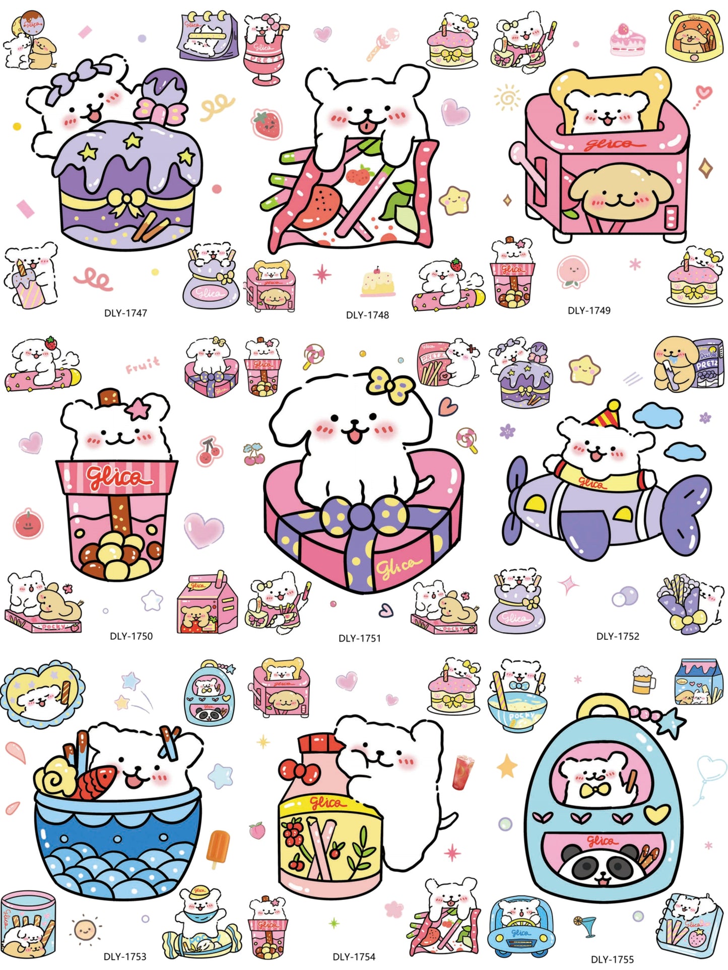 5D Line Puppy Embossed Stickers